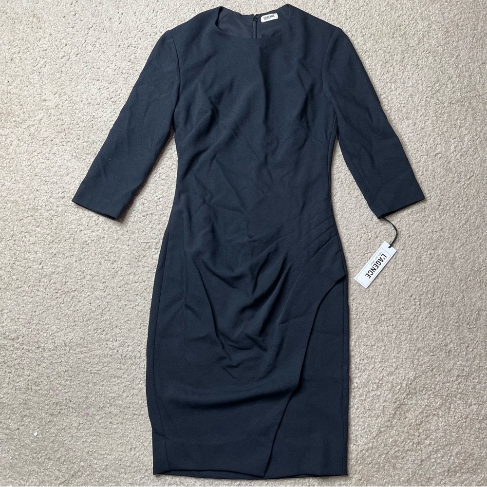 L’AGENCE Ruched MIDI Black Pur Amour Dress Size 2 - Picture 2 of 6